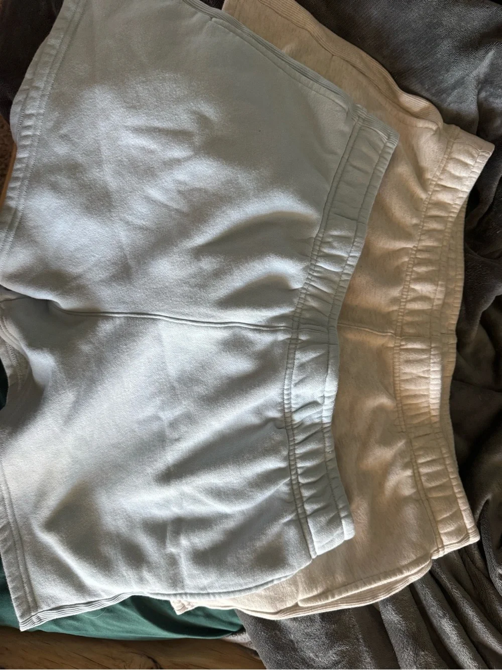 Women’s Soft Elastic Waist Shorts - Light Blue & Cream - Picture 1 of 4